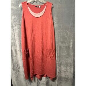 LOGO Lounge Sleeveless Tunic Dress Rust Orange Pocket Rayon Plus 3x Casual Fit